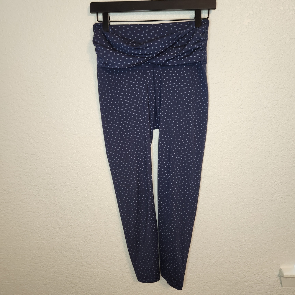 Nike Dri-fit Yoga Twist Front Polka Dot Print High Waist Leggings Size M Blue